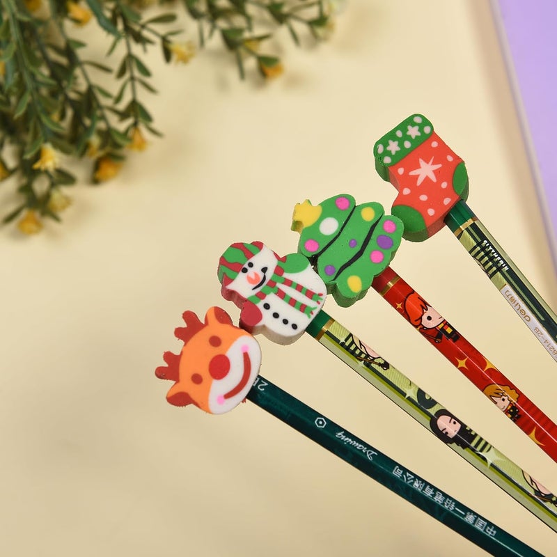 MGTECH 42Pcs Christmas Eraser Toppers for Kids Boys Girls, Mini Christmas Eraser Tops Bulk for Stockings Stuffers - Image 2